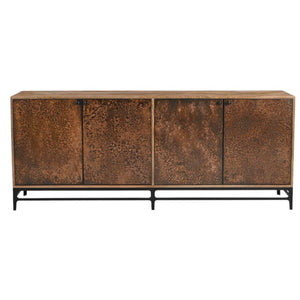 HomeRoots 72" Copper Distressed Solid Wood Sideboard – Rustic Charm Meets Modern Storage Solution for Any Room 610698