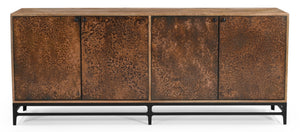 HomeRoots 72" Copper Distressed Solid Wood Sideboard – Rustic Charm Meets Modern Storage Solution for Any Room 610698