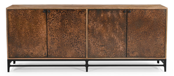 HomeRoots 72" Copper Distressed Solid Wood Sideboard – Rustic Charm Meets Modern Storage Solution for Any Room 610698