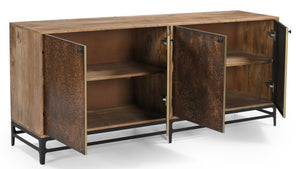 HomeRoots 72" Copper Distressed Solid Wood Sideboard – Rustic Charm Meets Modern Storage Solution for Any Room 610698