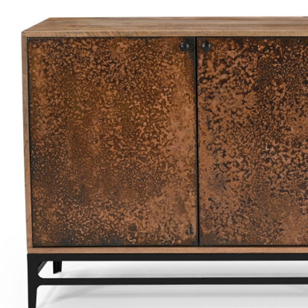 HomeRoots 72" Copper Distressed Solid Wood Sideboard – Rustic Charm Meets Modern Storage Solution for Any Room 610698