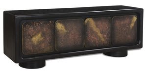 HomeRoots 75" Black Distressed Solid Wood Sideboard – Stylish Storage Cabinet for Any Room, Buffet & More! 610699