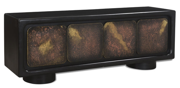 HomeRoots 75" Black Distressed Solid Wood Sideboard – Stylish Storage Cabinet for Any Room, Buffet & More! 610699