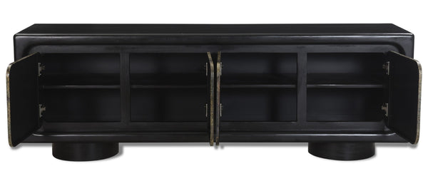 HomeRoots 75" Black Distressed Solid Wood Sideboard – Stylish Storage Cabinet for Any Room, Buffet & More! 610699