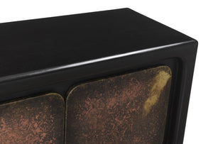 HomeRoots 75" Black Distressed Solid Wood Sideboard – Stylish Storage Cabinet for Any Room, Buffet & More! 610699