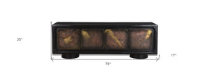 HomeRoots 75" Black Distressed Solid Wood Sideboard – Stylish Storage Cabinet for Any Room, Buffet & More! 610699