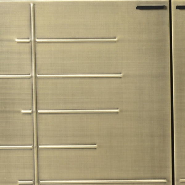 HomeRoots 72" Gold Iron Ribbed Sideboard - Chic Storage Cabinet with 4 Doors for Modern Home Décor & Organization 610700