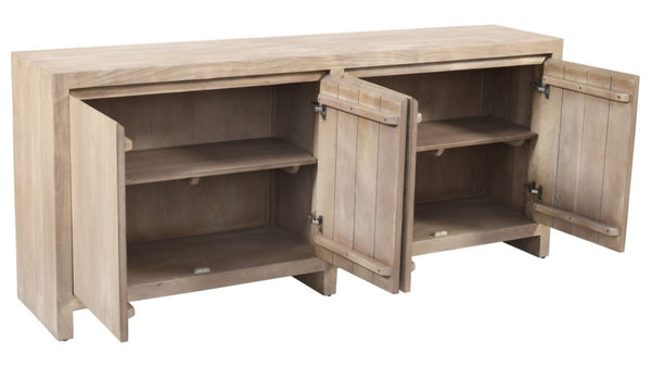 HomeRoots 84" Distressed Ivory Reclaimed Wood Sideboard - Rustic Storage Solution for Modern Spaces 610701