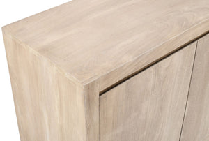 HomeRoots 84" Distressed Ivory Reclaimed Wood Sideboard - Rustic Storage Solution for Modern Spaces 610701