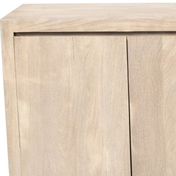 HomeRoots 84" Distressed Ivory Reclaimed Wood Sideboard - Rustic Storage Solution for Modern Spaces 610701