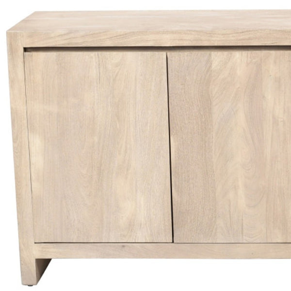 HomeRoots 84" Distressed Ivory Reclaimed Wood Sideboard - Rustic Storage Solution for Modern Spaces 610701