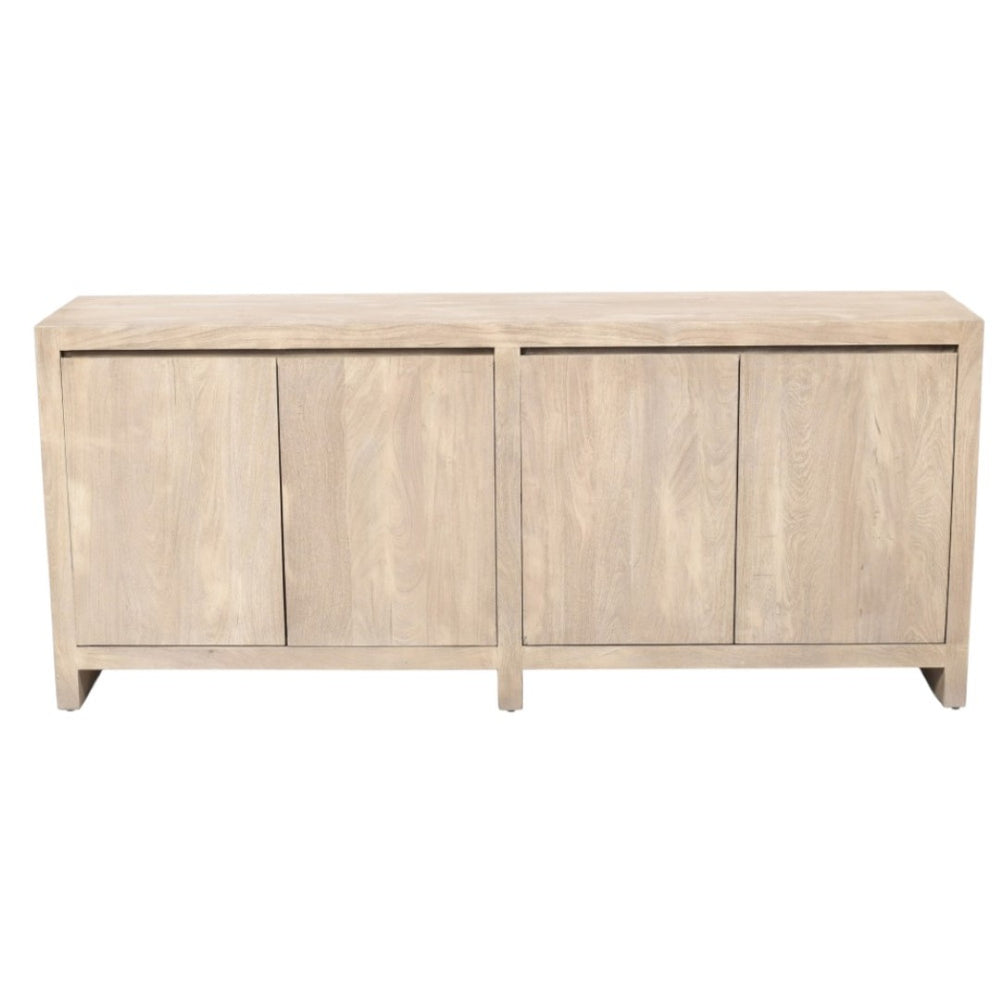 HomeRoots 84" Distressed Ivory Reclaimed Wood Sideboard - Rustic Storage Solution for Modern Spaces 610701