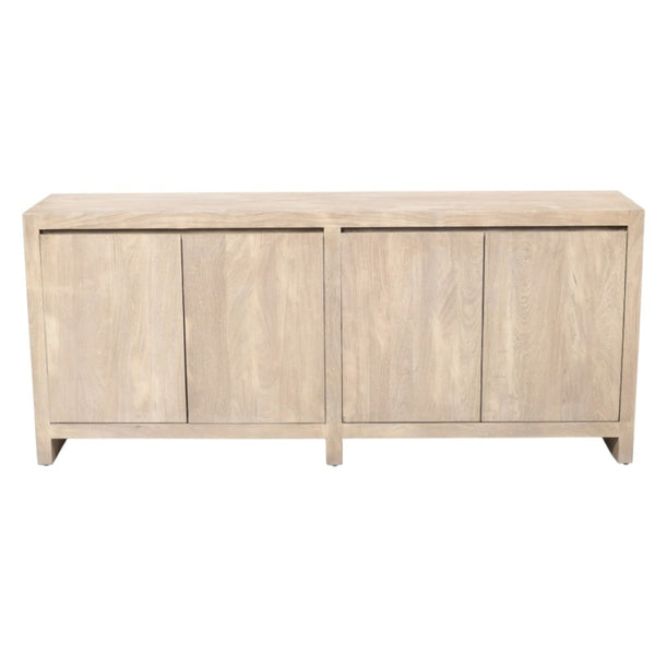 HomeRoots 84" Distressed Ivory Reclaimed Wood Sideboard - Rustic Storage Solution for Modern Spaces 610701