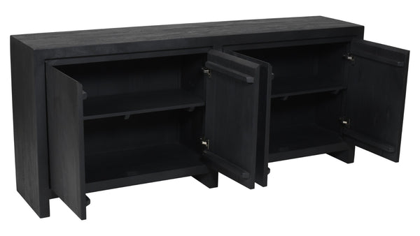 HomeRoots 84" Graphite Distressed Reclaimed Wood Sideboard - Stylish Storage Solution for Any Space! 610702