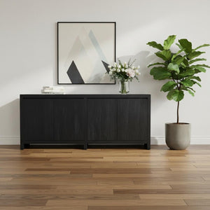 HomeRoots 84" Graphite Distressed Reclaimed Wood Sideboard - Stylish Storage Solution for Any Space! 610702