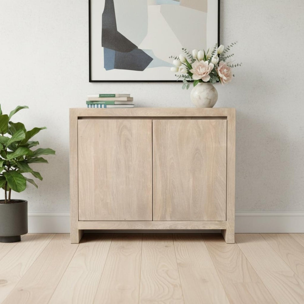 HomeRoots 42" Ivory Distressed Reclaimed Wood Sideboard - Stylish Storage for Your Rustic or Modern Home 610703