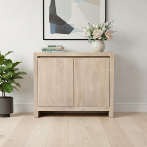 HomeRoots 42" Ivory Distressed Reclaimed Wood Sideboard - Stylish Storage for Your Rustic or Modern Home 610703