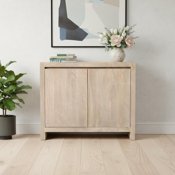 HomeRoots 42" Ivory Distressed Reclaimed Wood Sideboard - Stylish Storage for Your Rustic or Modern Home 610703