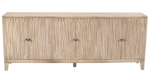 HomeRoots 92" Ivory Distressed Reclaimed Wood Sideboard - Handcrafted Geometric Design with Ample Storage Space 610707