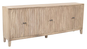 HomeRoots 92" Ivory Distressed Reclaimed Wood Sideboard - Handcrafted Geometric Design with Ample Storage Space 610707