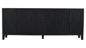 HomeRoots 92" Graphite Distressed Reclaimed Wood Sideboard - Handcrafted Geometric Doors & Ample Storage Solution 610708