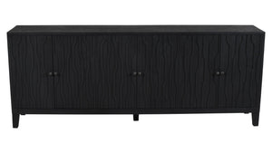 HomeRoots 92" Graphite Distressed Reclaimed Wood Sideboard - Handcrafted Geometric Doors & Ample Storage Solution 610708