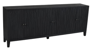 HomeRoots 92" Graphite Distressed Reclaimed Wood Sideboard - Handcrafted Geometric Doors & Ample Storage Solution 610708