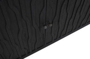 HomeRoots 92" Graphite Distressed Reclaimed Wood Sideboard - Handcrafted Geometric Doors & Ample Storage Solution 610708