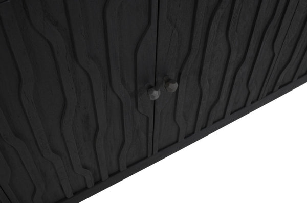 HomeRoots 92" Graphite Distressed Reclaimed Wood Sideboard - Handcrafted Geometric Doors & Ample Storage Solution 610708