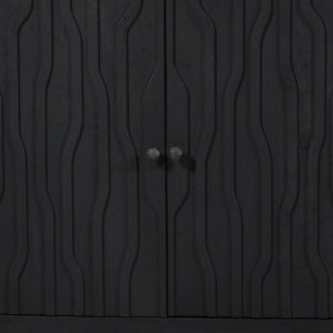HomeRoots 92" Graphite Distressed Reclaimed Wood Sideboard - Handcrafted Geometric Doors & Ample Storage Solution 610708