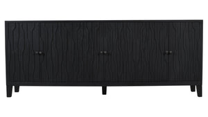 HomeRoots 92" Graphite Distressed Reclaimed Wood Sideboard - Handcrafted Geometric Doors & Ample Storage Solution 610708