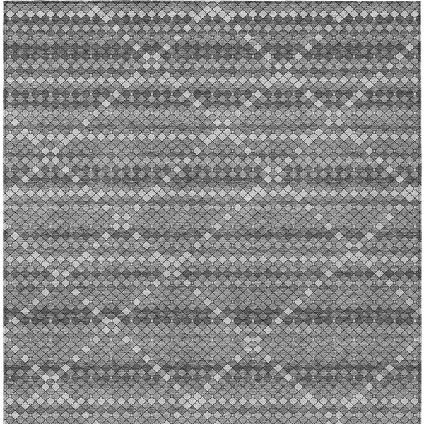 HomeRoots 5' Stylish Gray and Silver Geometric Washable Area Rug for Indoor and Outdoor High-Traffic Spaces 5' X 8' 610710