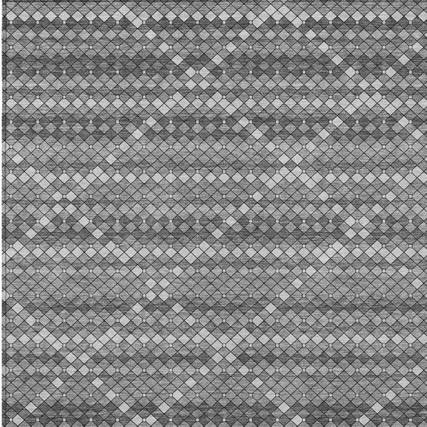 HomeRoots 5' Stylish Gray and Silver Geometric Washable Area Rug for Indoor and Outdoor High-Traffic Spaces 9' X 12' 610713