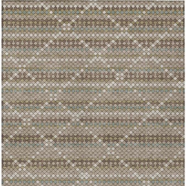 HomeRoots 5' Stylish Taupe and Brown Geometric Area Rug - Washable, Durable Design for Indoor & Outdoor Use 5' X 8' 610728