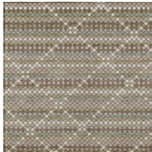 HomeRoots 5' Stylish Taupe and Brown Geometric Area Rug - Washable, Durable Design for Indoor & Outdoor Use 5' X 8' 610728