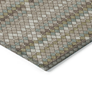 HomeRoots 5' Stylish Taupe and Brown Geometric Area Rug - Washable, Durable Design for Indoor & Outdoor Use 8' Round 610729