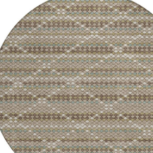 HomeRoots 5' Stylish Taupe and Brown Geometric Area Rug - Washable, Durable Design for Indoor & Outdoor Use 8' Round 610729