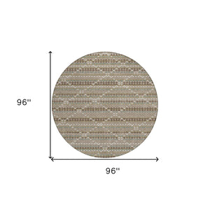 HomeRoots 5' Stylish Taupe and Brown Geometric Area Rug - Washable, Durable Design for Indoor & Outdoor Use 8' Round 610729
