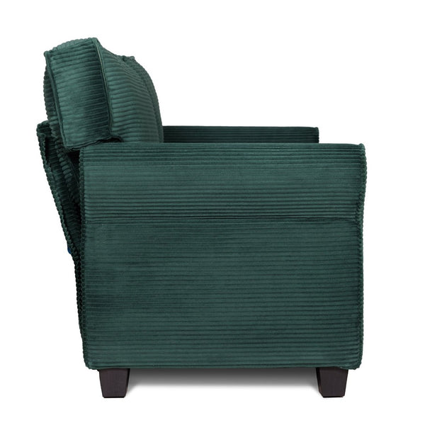 English Elm 57" Corduroy Two Seater Sofa Removable Cushions Solid Wood Frame Compact Living Room Dark Green W2715P433634