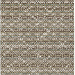 HomeRoots 5' Stylish Taupe and Brown Geometric Area Rug - Washable, Durable Design for Indoor & Outdoor Use 8' X 10' 610730
