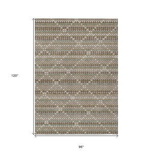 HomeRoots 5' Stylish Taupe and Brown Geometric Area Rug - Washable, Durable Design for Indoor & Outdoor Use 8' X 10' 610730