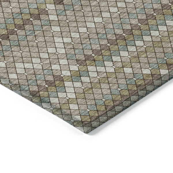 HomeRoots 5' Stylish Taupe and Brown Geometric Area Rug - Washable, Durable Design for Indoor & Outdoor Use 8' X 10' 610730