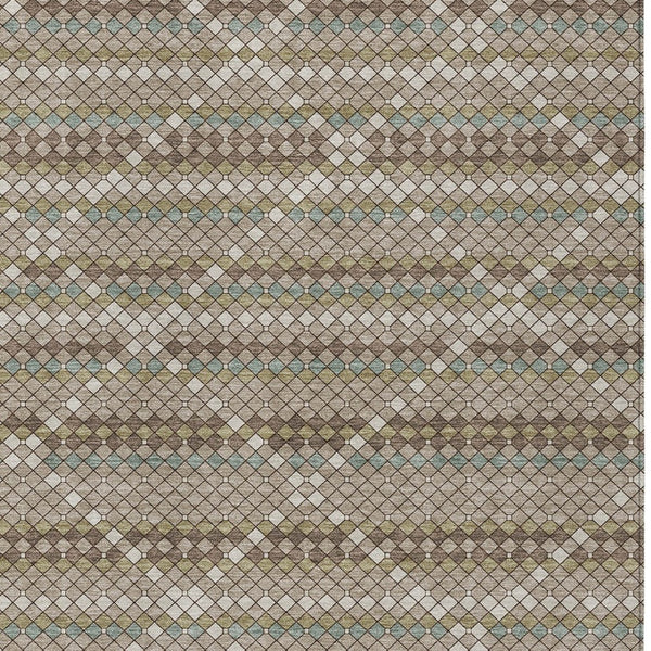 HomeRoots 5' Stylish Taupe and Brown Geometric Area Rug - Washable, Durable Design for Indoor & Outdoor Use 8' X 10' 610730