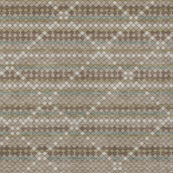 HomeRoots 9' X 12' Taupe Brown Geometric Washable Area Rug – Durable Indoor/Outdoor Design for Modern Spaces 610731