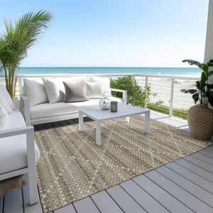HomeRoots 5' Stylish Taupe and Brown Geometric Area Rug - Washable, Durable Design for Indoor & Outdoor Use 10' X 14' 610732