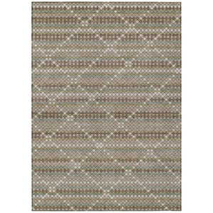 HomeRoots 5' Stylish Taupe and Brown Geometric Area Rug - Washable, Durable Design for Indoor & Outdoor Use 10' X 14' 610732