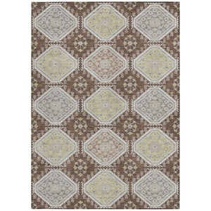 HomeRoots 5' Elegant Chocolate and Beige Floral Area Rug for Indoor Outdoor Spaces - Washable & Durable Design 5' X 8' 610746