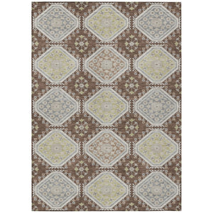 HomeRoots 5' Elegant Chocolate and Beige Floral Area Rug for Indoor Outdoor Spaces - Washable & Durable Design 8' X 10' 610748