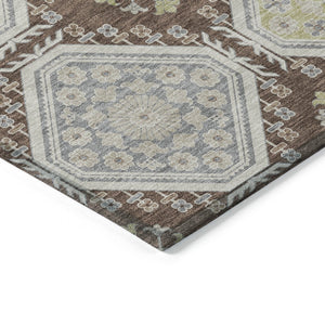 HomeRoots 5' Elegant Chocolate and Beige Floral Area Rug for Indoor Outdoor Spaces - Washable & Durable Design 8' X 10' 610748