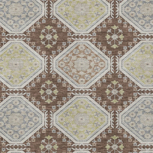 HomeRoots 5' Elegant Chocolate and Beige Floral Area Rug for Indoor Outdoor Spaces - Washable & Durable Design 8' X 10' 610748